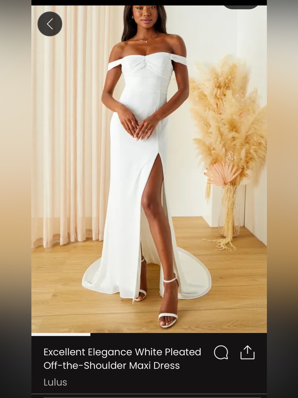 Lulu's White Off-the-Shoulder Maxi Dress with High Side Slit